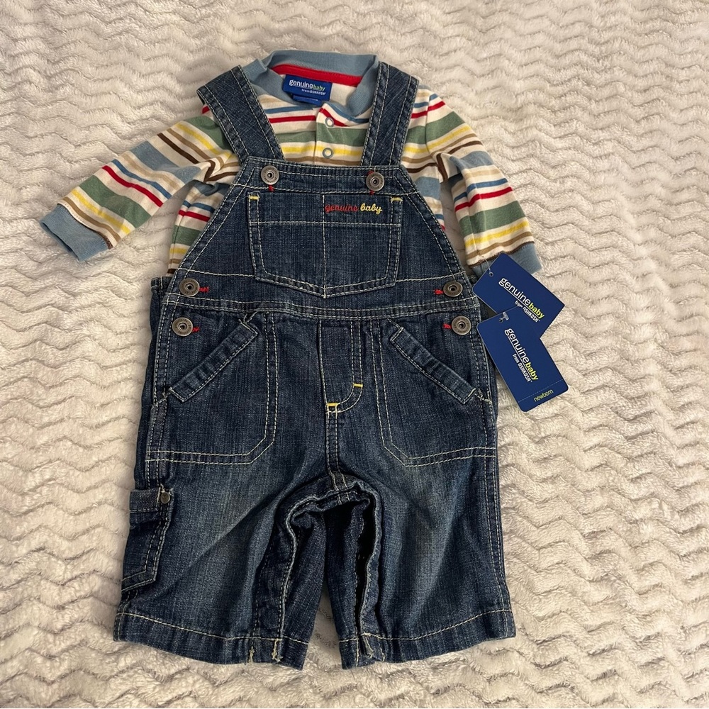 NWT Genuine baby from Oshkosh overalls with striped shirt size 3m